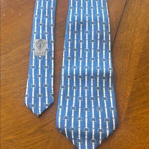 Gucci Blue Silk Geometric Tie